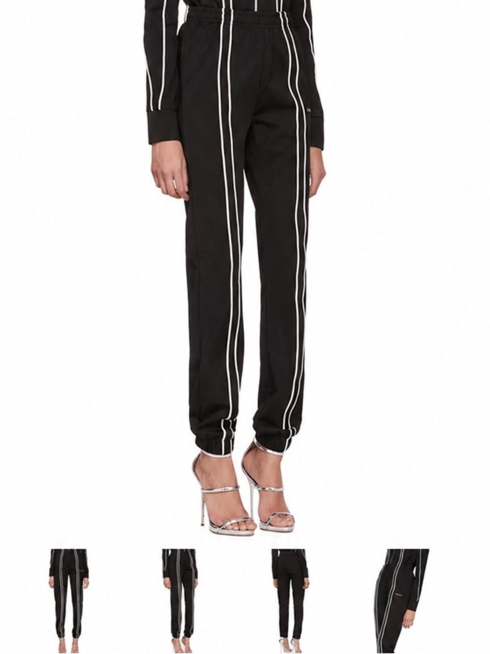 MISBHV Black Track Aspen Pants with White Piping